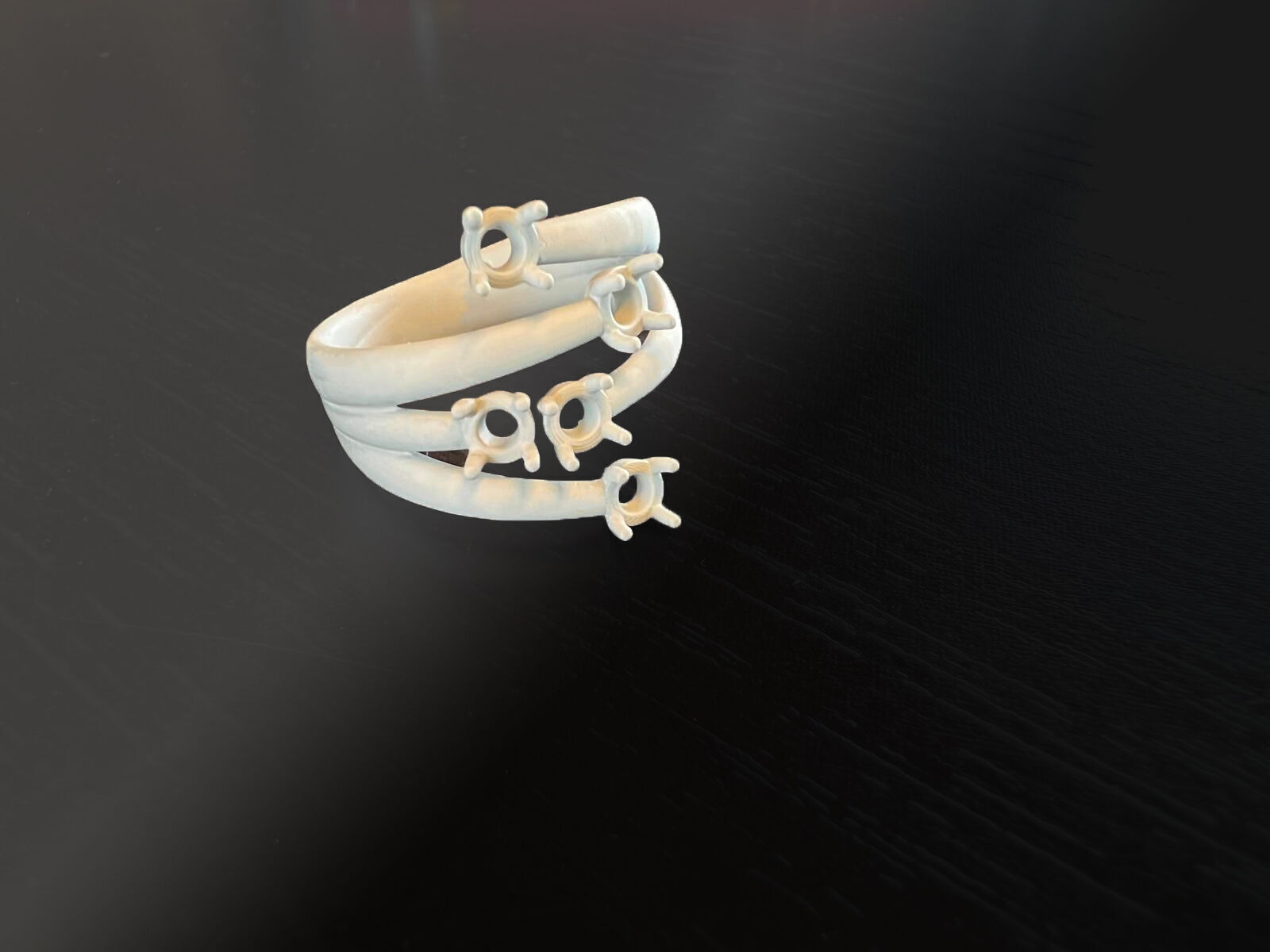 Ring with 5 stones 3D print model_8