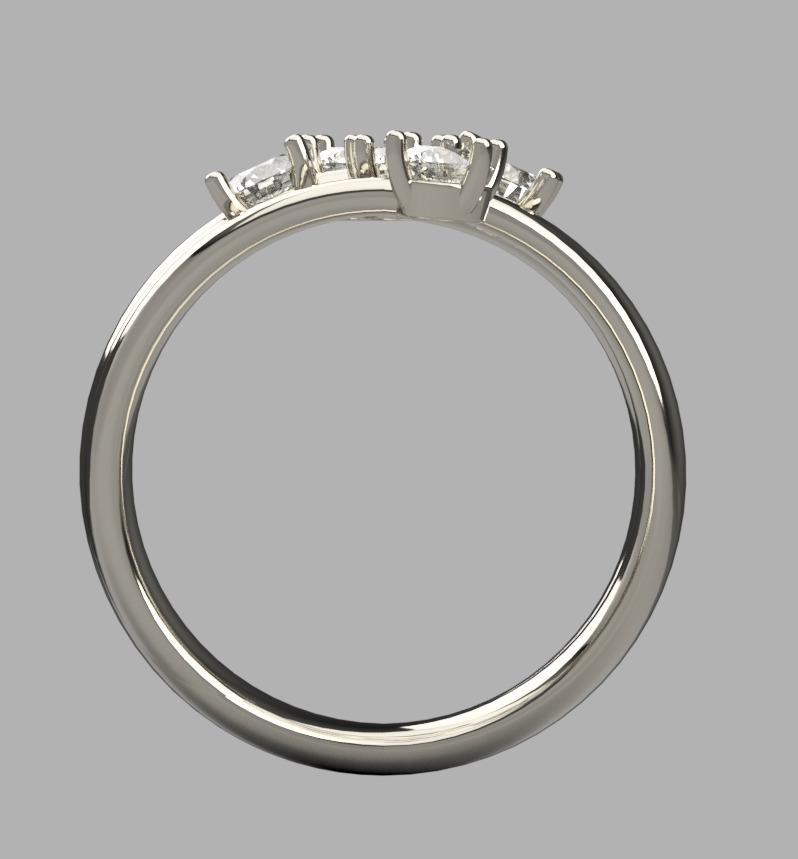 Ring with 5 stones 3D print model_1
