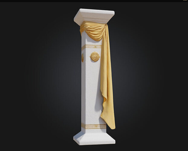 Golden Drape Pedestal  A Regal Stage for Precious Displays 3D model 5