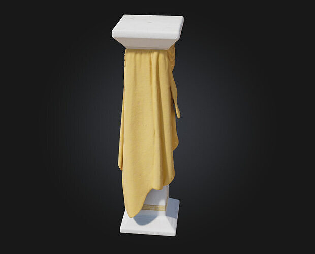 Golden Drape Pedestal  A Regal Stage for Precious Displays 3D model 4