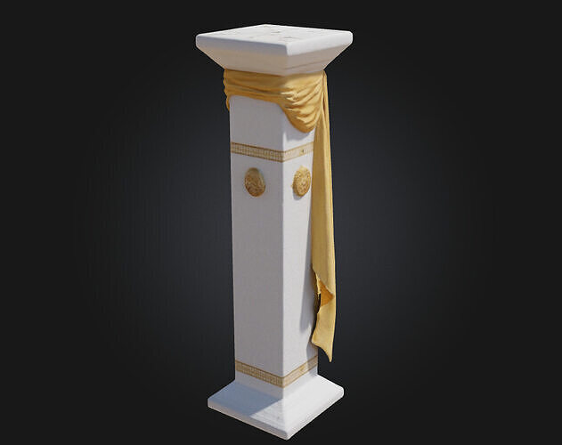Golden Drape Pedestal  A Regal Stage for Precious Displays 3D model 2