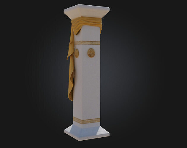 Golden Drape Pedestal  A Regal Stage for Precious Displays 3D model 6