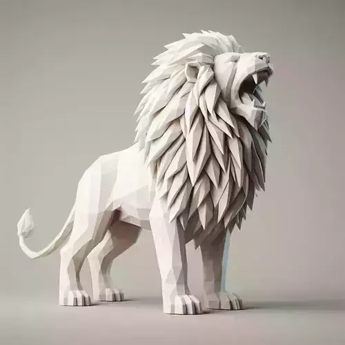 211- Low Poly Roaring Lion