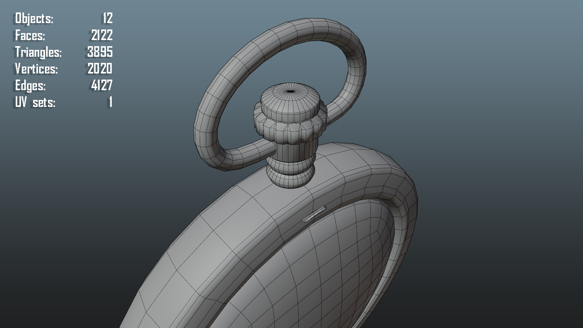 Antique Pocket Watch Low-poly 3D model_10