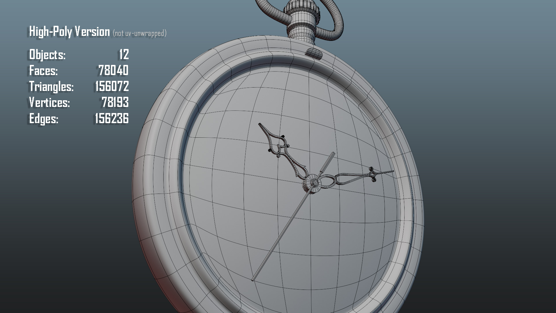 Antique Pocket Watch Low-poly 3D model_19