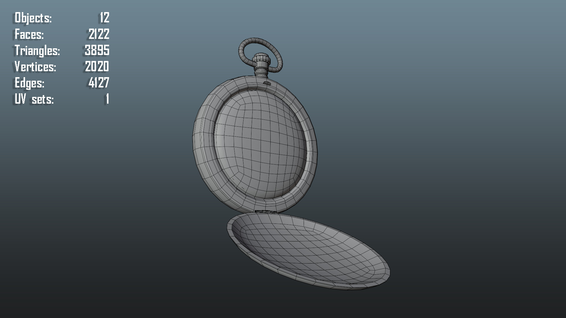 Antique Pocket Watch Low-poly 3D model_7