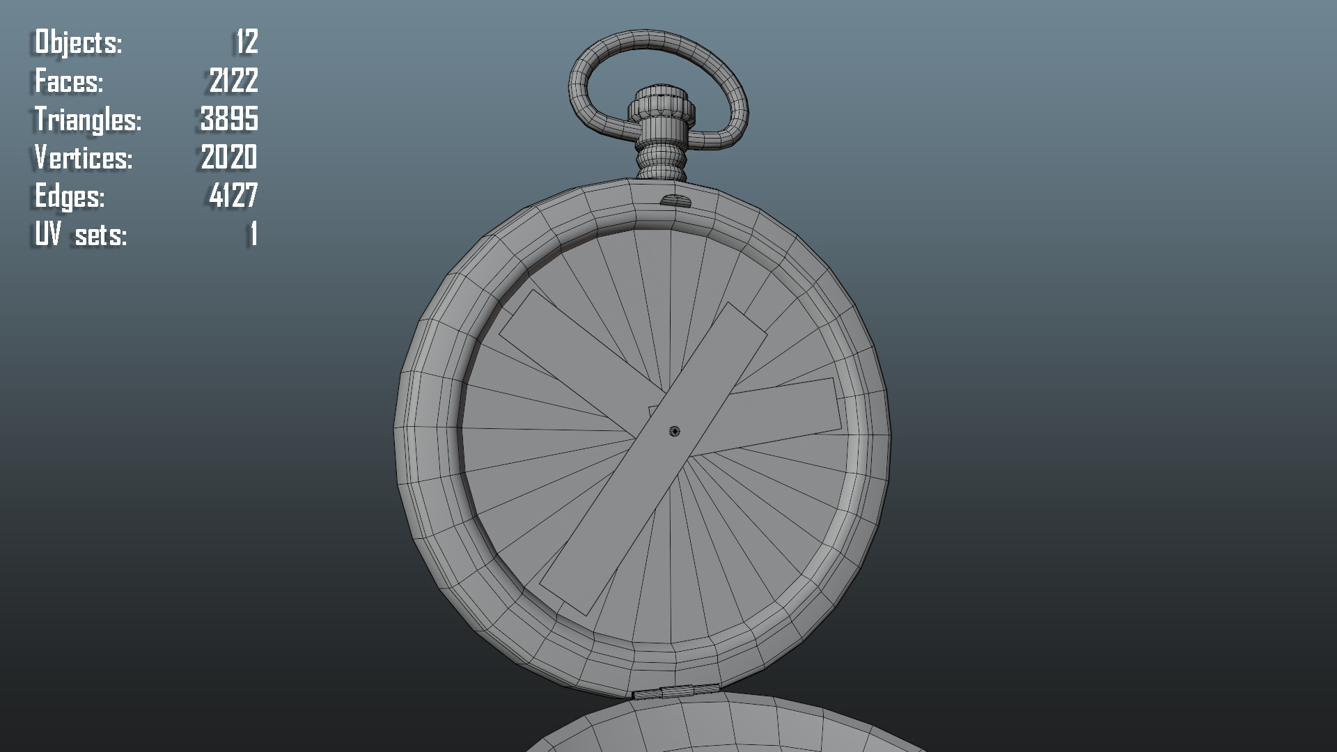 Antique Pocket Watch Low-poly 3D model_12