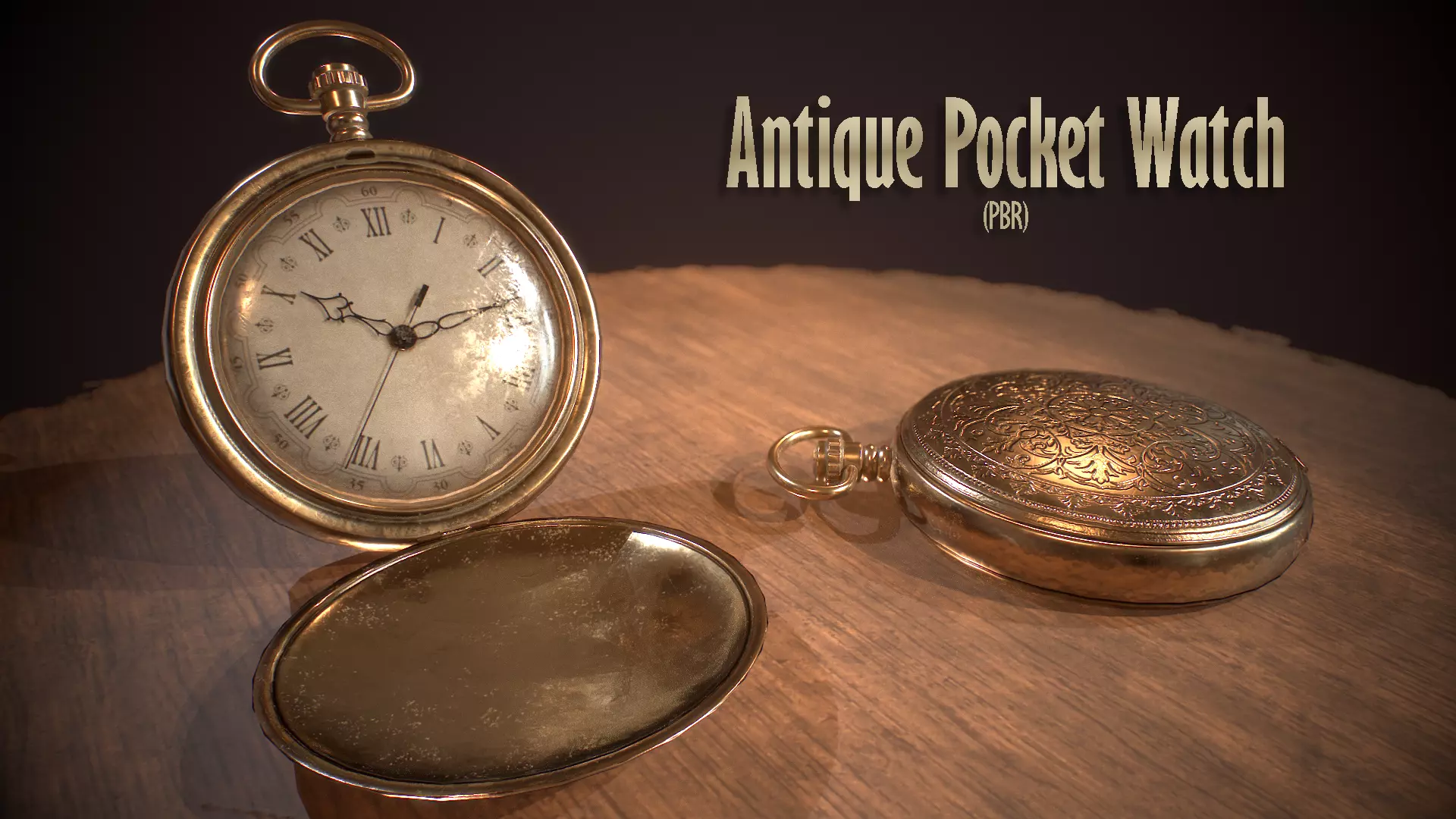 Antique Pocket Watch Low-poly 3D model_0
