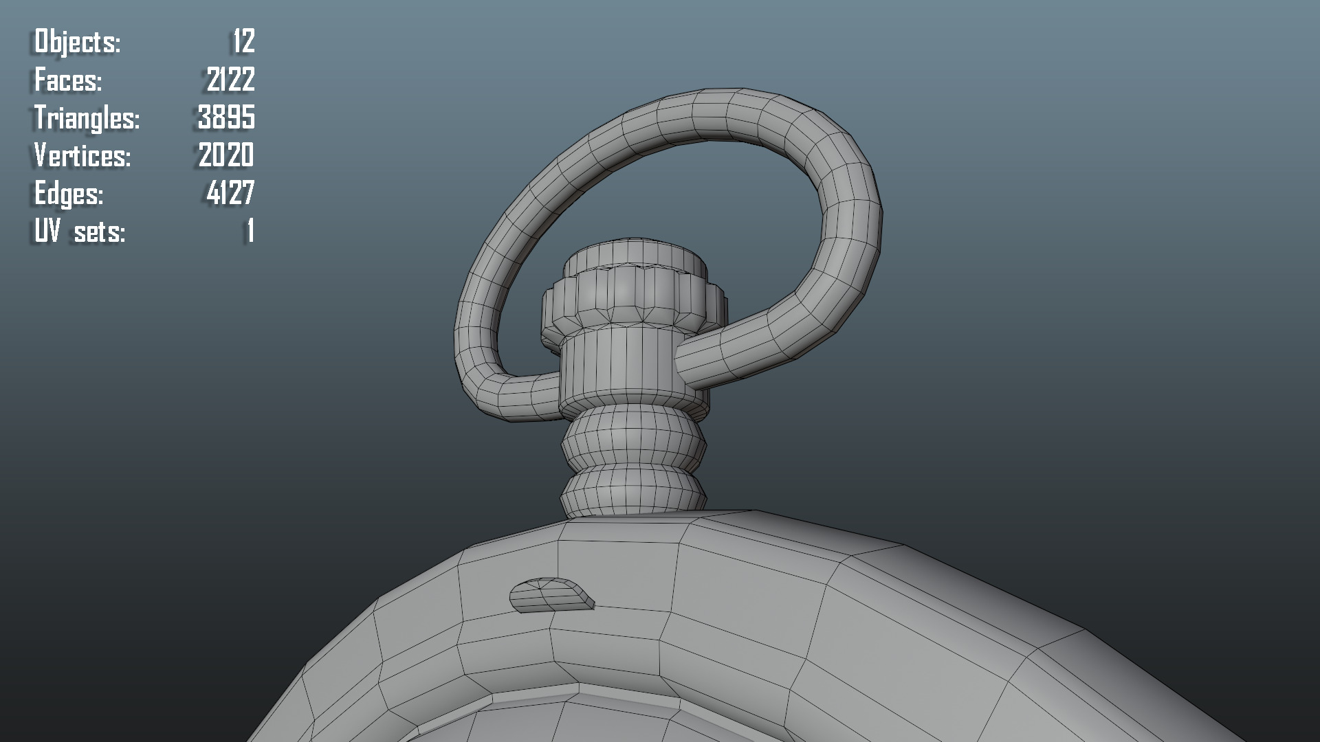 Antique Pocket Watch Low-poly 3D model_9