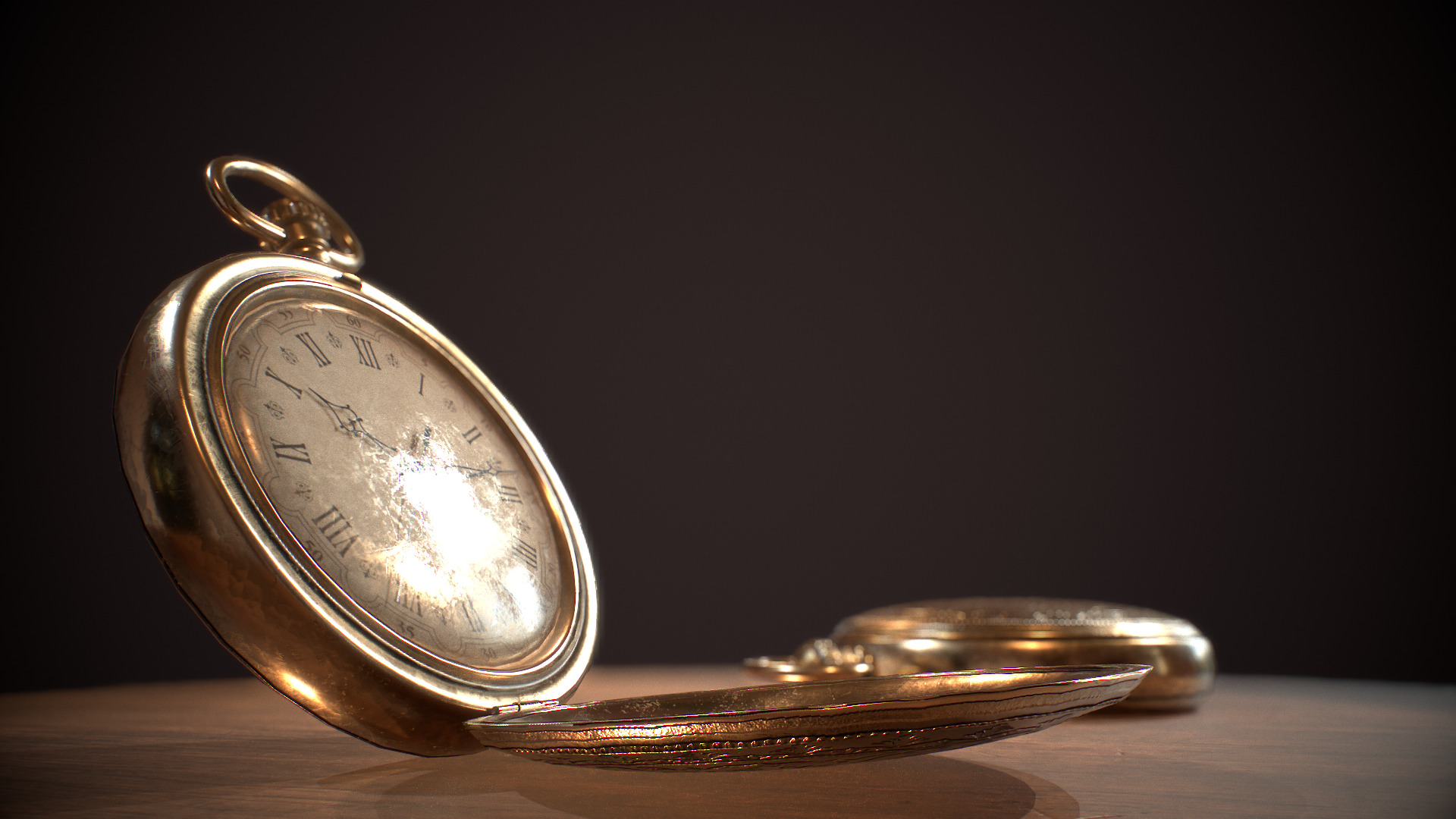 Antique Pocket Watch Low-poly 3D model_3