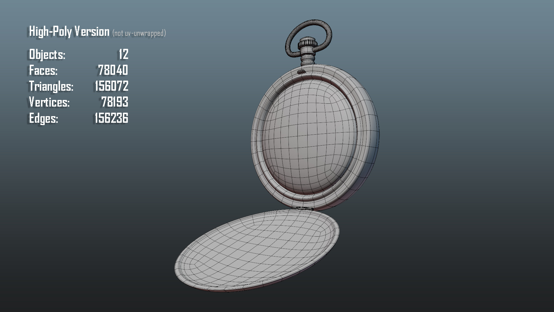 Antique Pocket Watch Low-poly 3D model_18