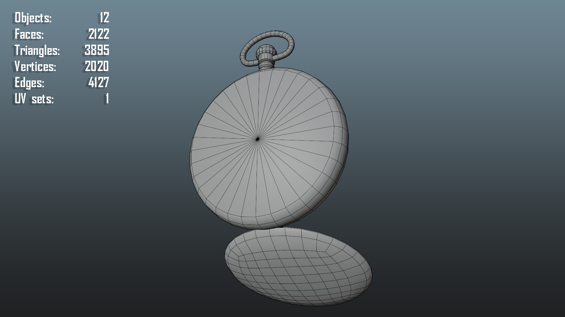 Antique Pocket Watch Low-poly 3D model_8