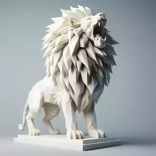 213 Low Poly Roaring Lion lowpoly character monster fantasy art