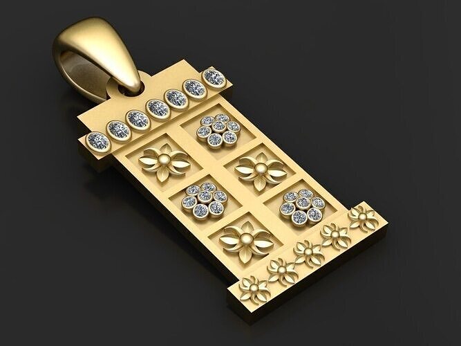 rectangular floral pendant 3D print model