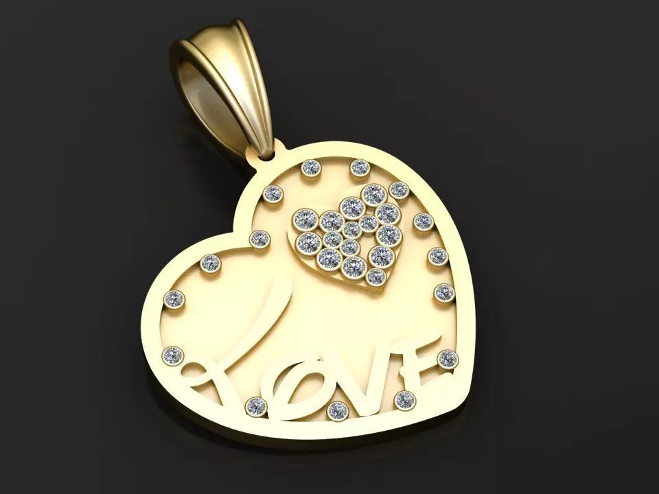 heart love pendant 3D print model