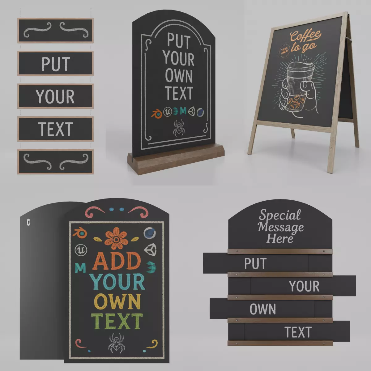 Versatile Advertising Solutions - Customizable Chalkboards 3D Model Collection_0