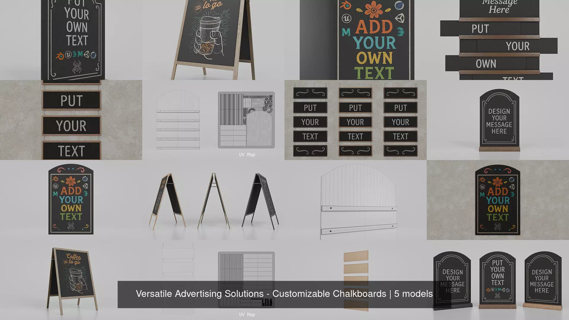 Versatile Advertising Solutions - Customizable Chalkboards 3D Model Collection_6