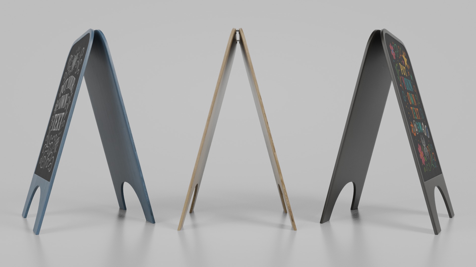 Urban Storefront Signage Pack - Customizable Chalkboards 3D Model Collection_12