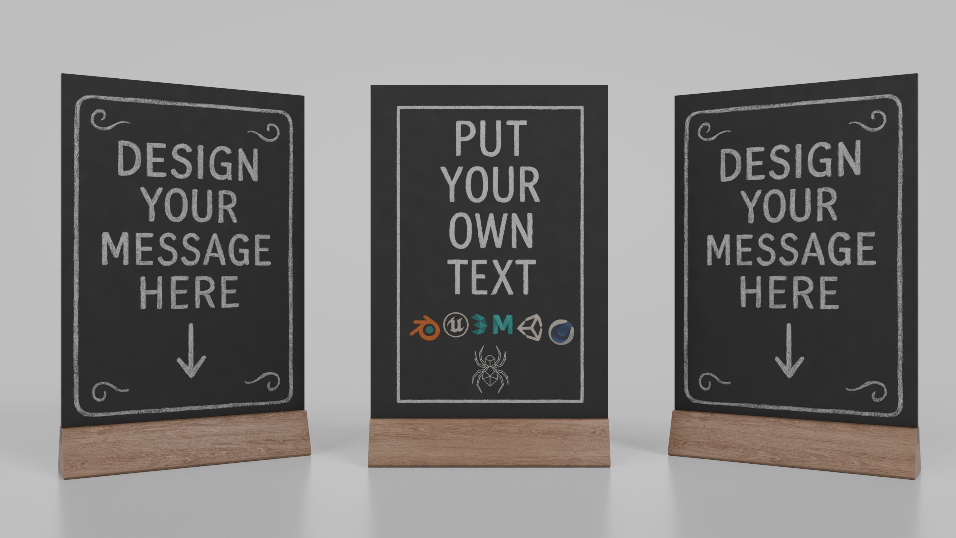 Urban Storefront Signage Pack - Customizable Chalkboards 3D Model Collection_19
