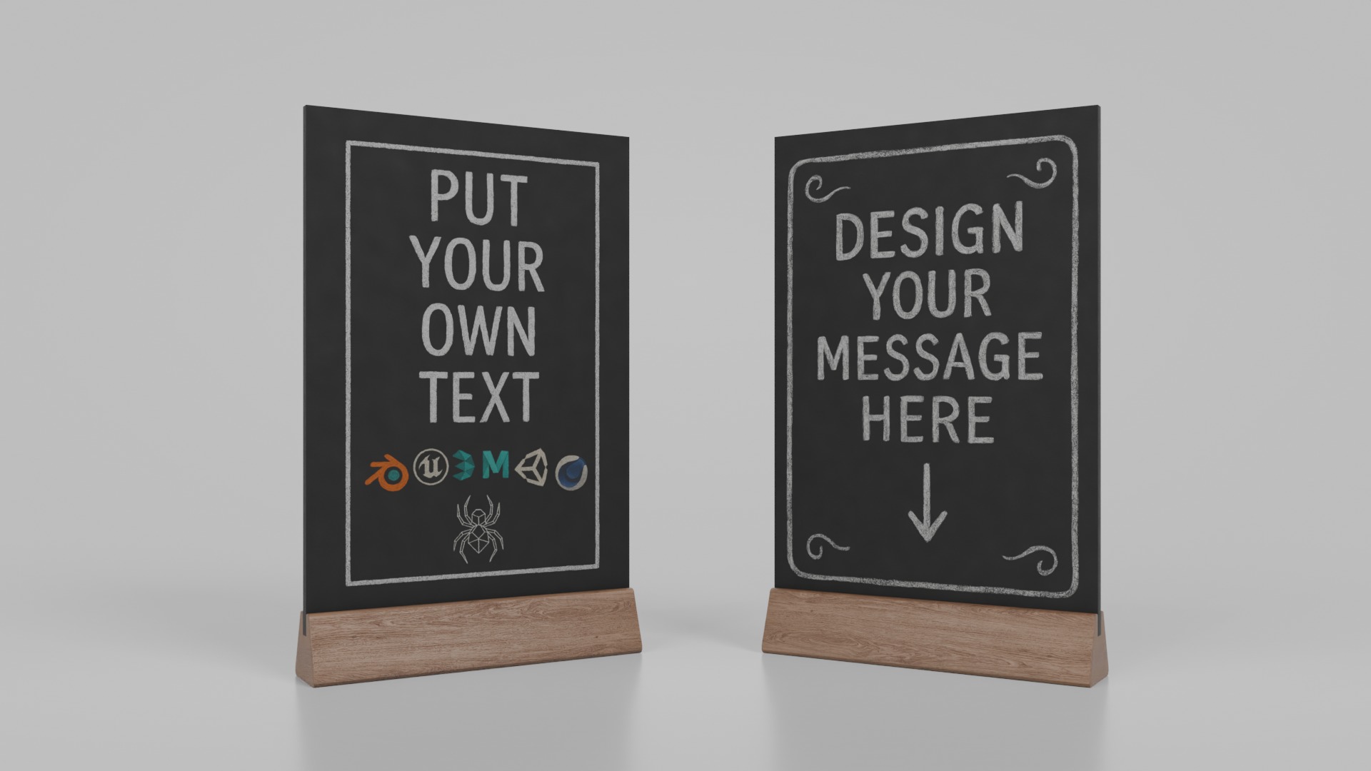 Urban Storefront Signage Pack - Customizable Chalkboards 3D Model Collection_17