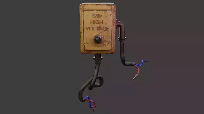 Rusty Industrial Power Switch Game Asset 3D model