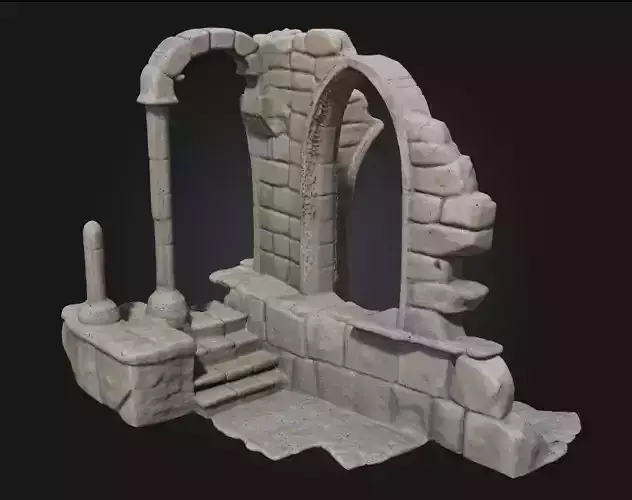 Ancient Stone Arch Ruins Echoes of Lost Architectural Glory 3D model