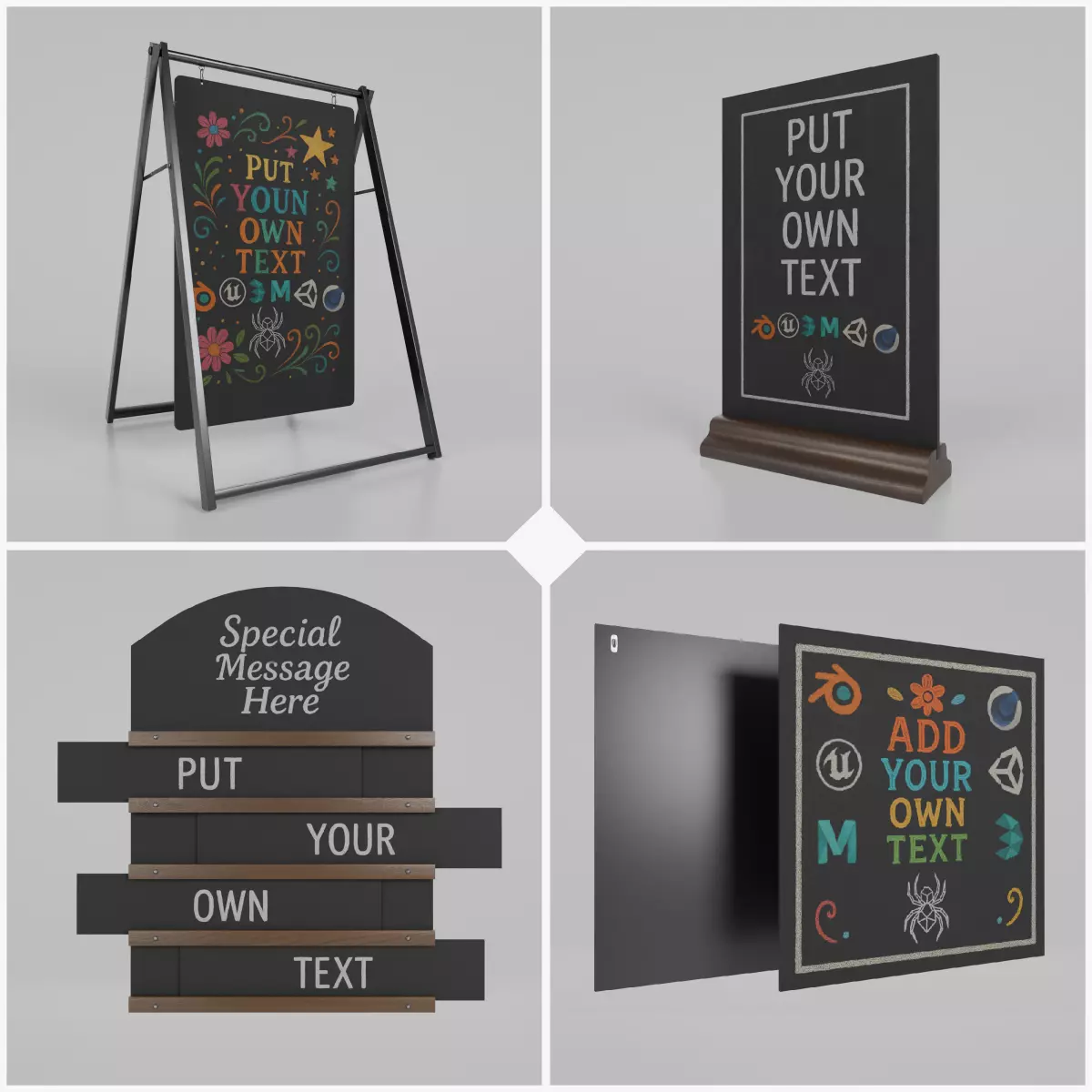 Creative Studio Essentials - Customizable Chalkboards 3D Model Collection_0