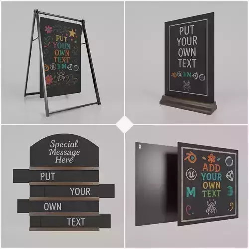 Creative Studio Essentials - Customizable Chalkboards 3D Model Collection