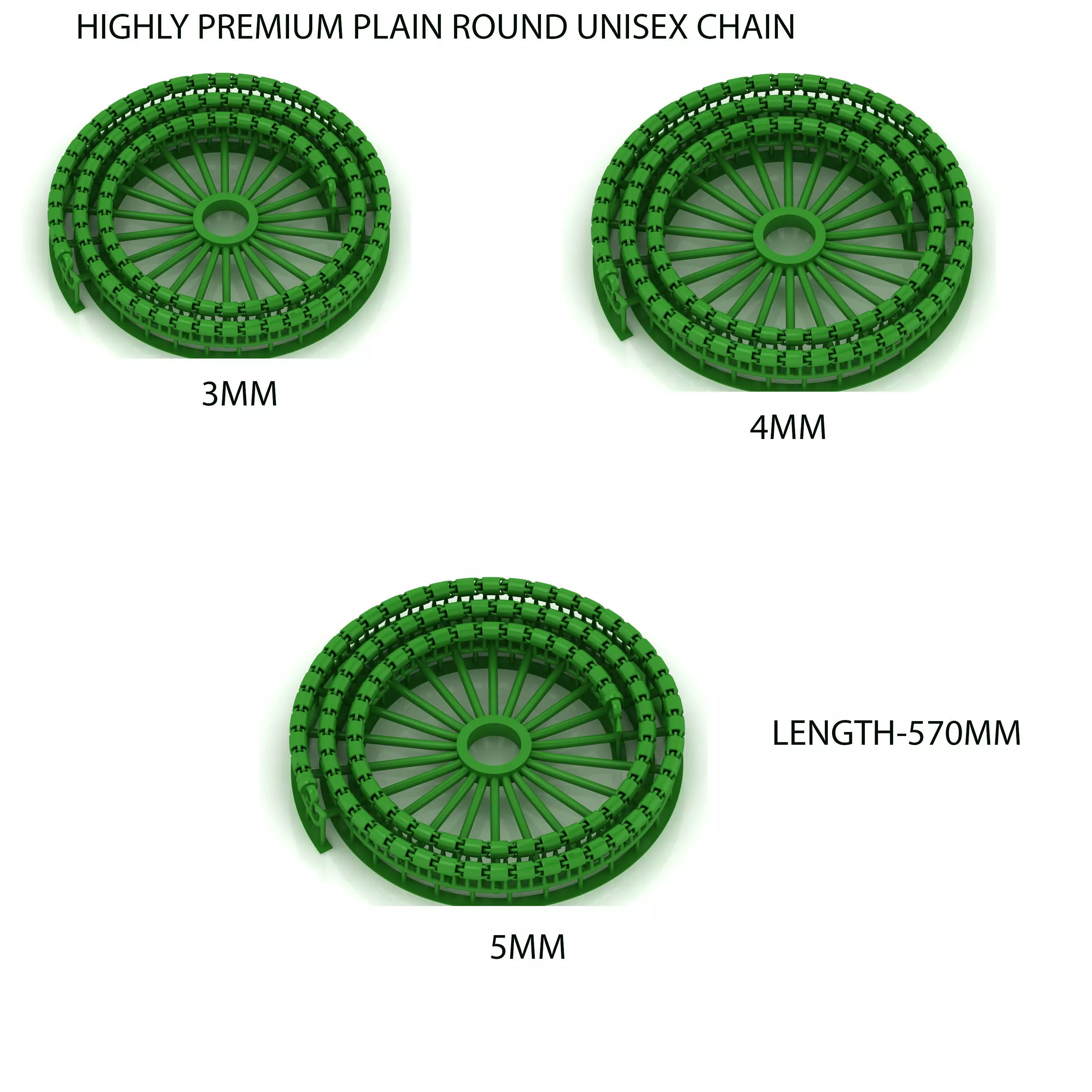 3 SET OF Highly Premium Plain Round Unisex Chain 3D Model Collection_0