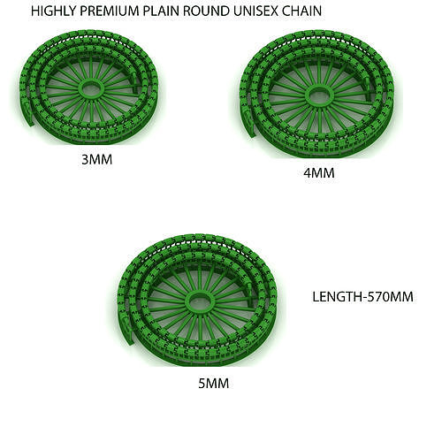 3 SET OF Highly Premium Plain Round Unisex Chain 3D Model Collection