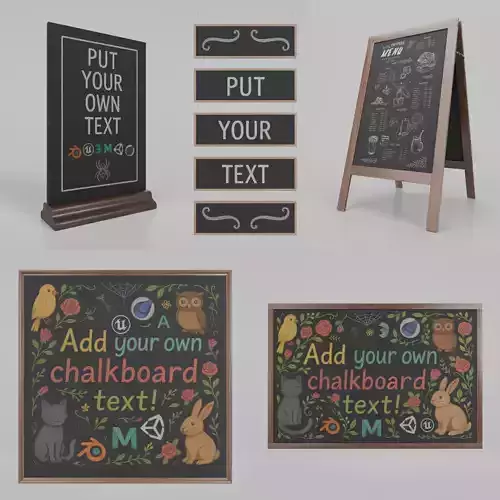 Professional Office Signage Set - Customizable Chalkboards 3D Model Collection