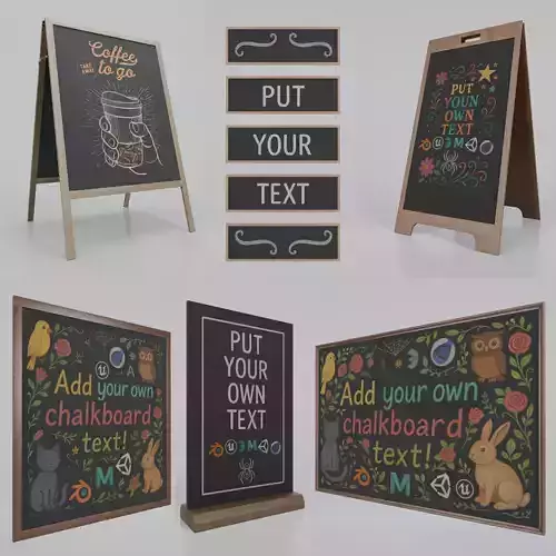 High-Traffic Commercial Set - Customizable Chalkboards 3D Model Collection