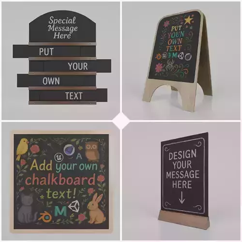 Minimalist Contemporary Signage - Customizable Chalkboards 3D Model Collection