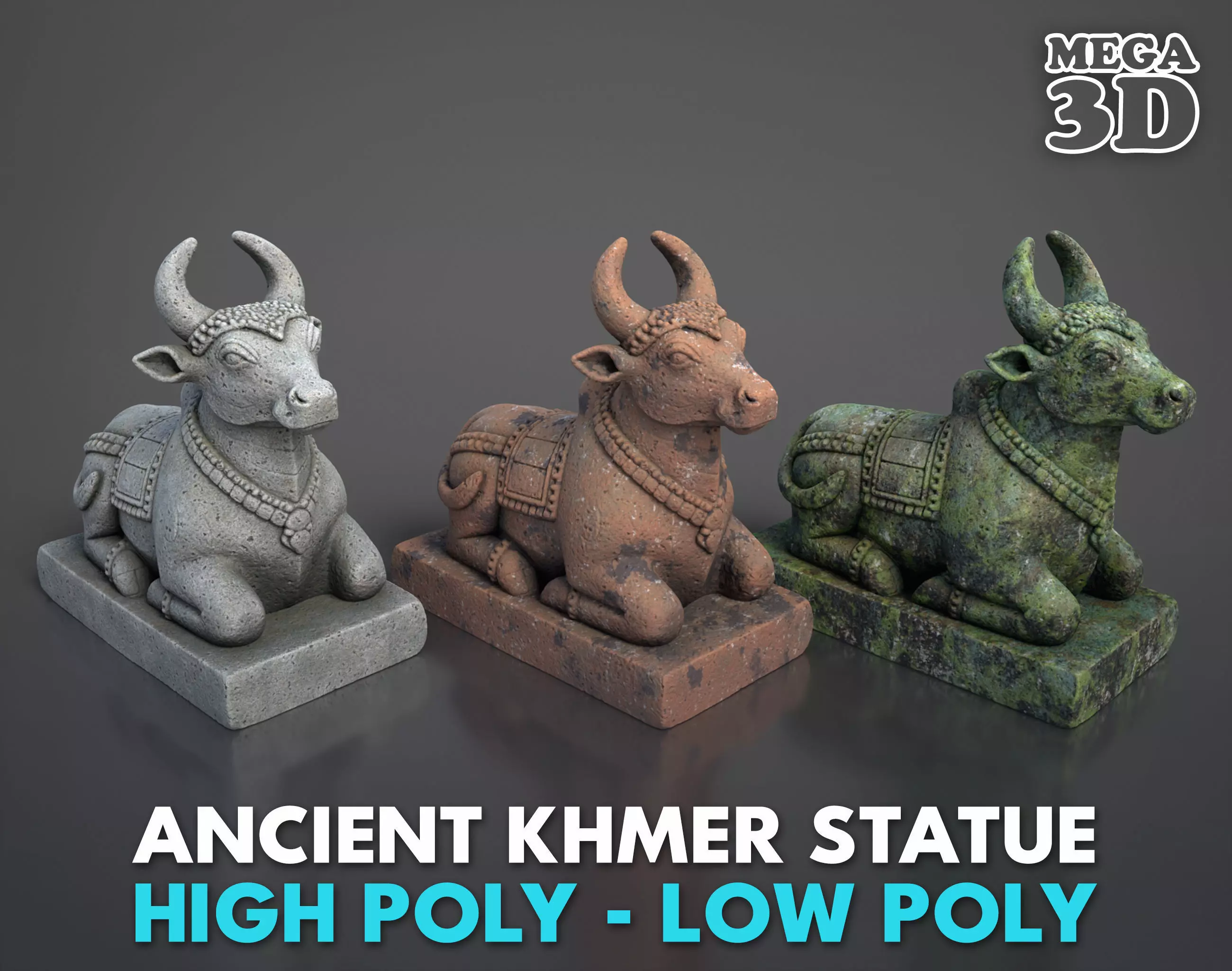 Ancient Khmer Statue11-250523 Low-poly 3D model_0