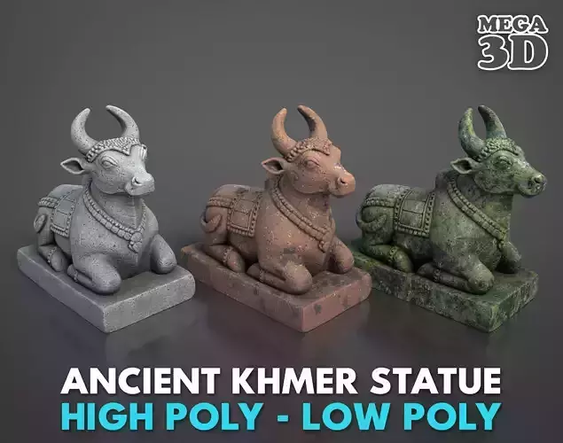 Ancient Khmer Statue11-250523 Low-poly 3D model