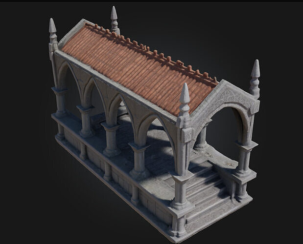 Ancient Stone Pavilion  Shelter from a Forgotten Era 3D model 2