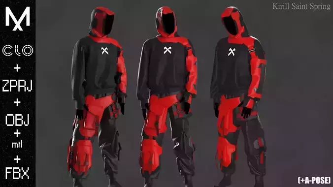Outfit Male Marvelous designer Clo3d OBJ mtl FBX ZPRJ