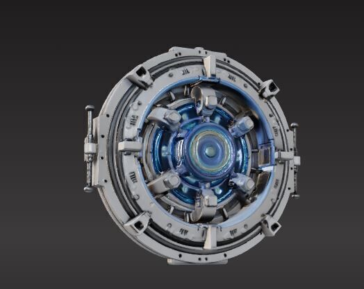 futuristic sci-fi circular vault door 3D print model_1