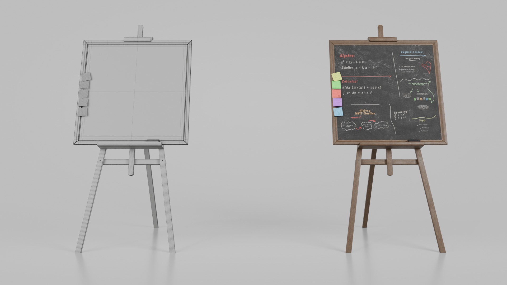 Classic Blackboard Trio - Customizable Standing Writing Boards 3D Model Collection_18