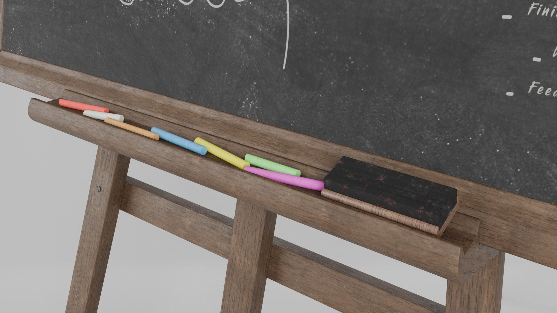 Classic Blackboard Trio - Customizable Standing Writing Boards 3D Model Collection_17