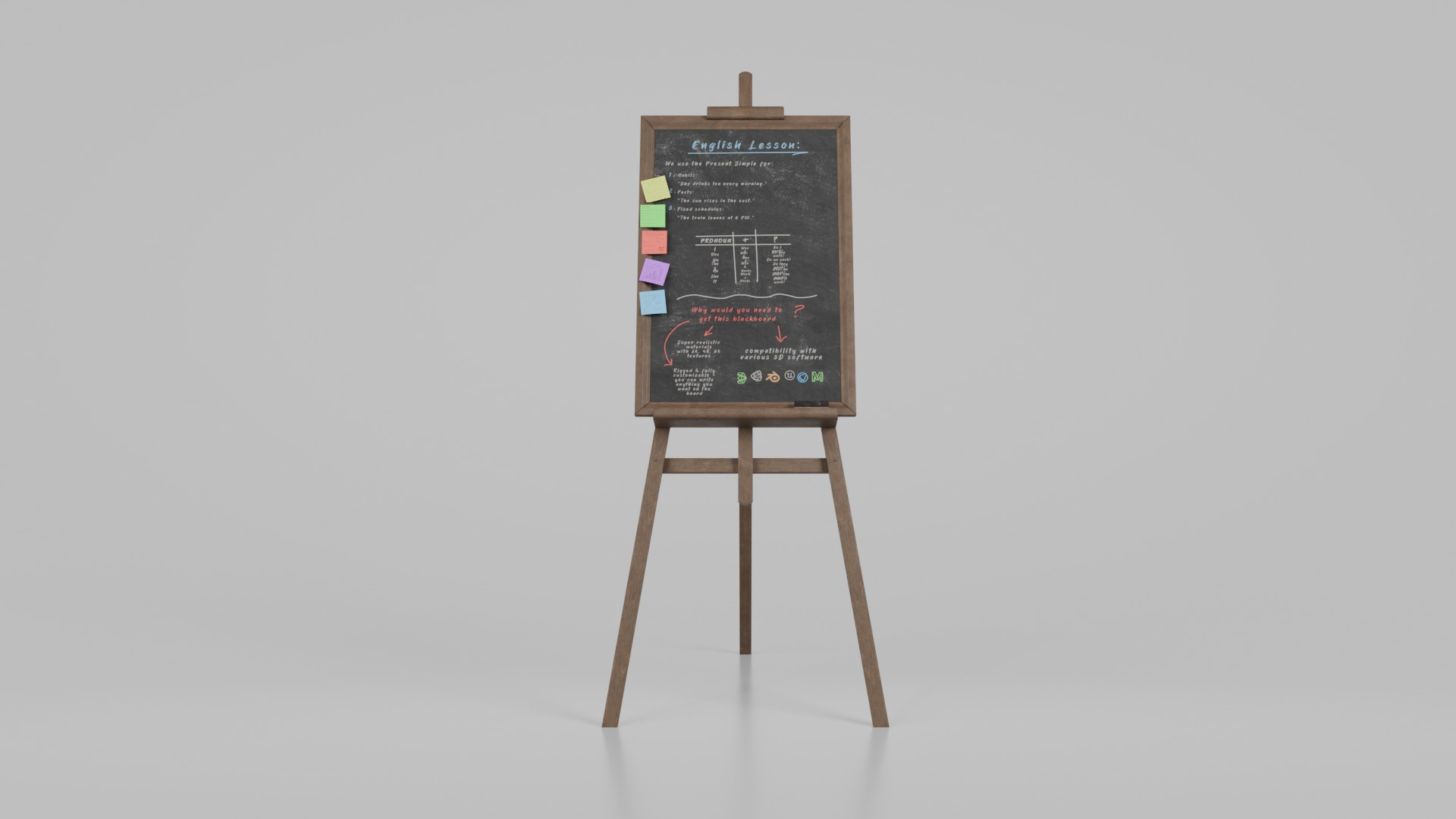 Classic Blackboard Trio - Customizable Standing Writing Boards 3D Model Collection_21