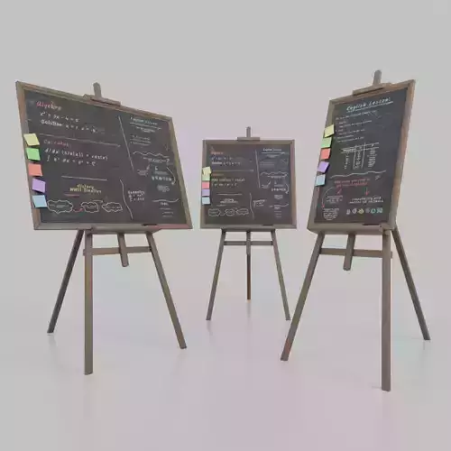 Classic Blackboard Trio - Customizable Standing Writing Boards 3D Model Collection