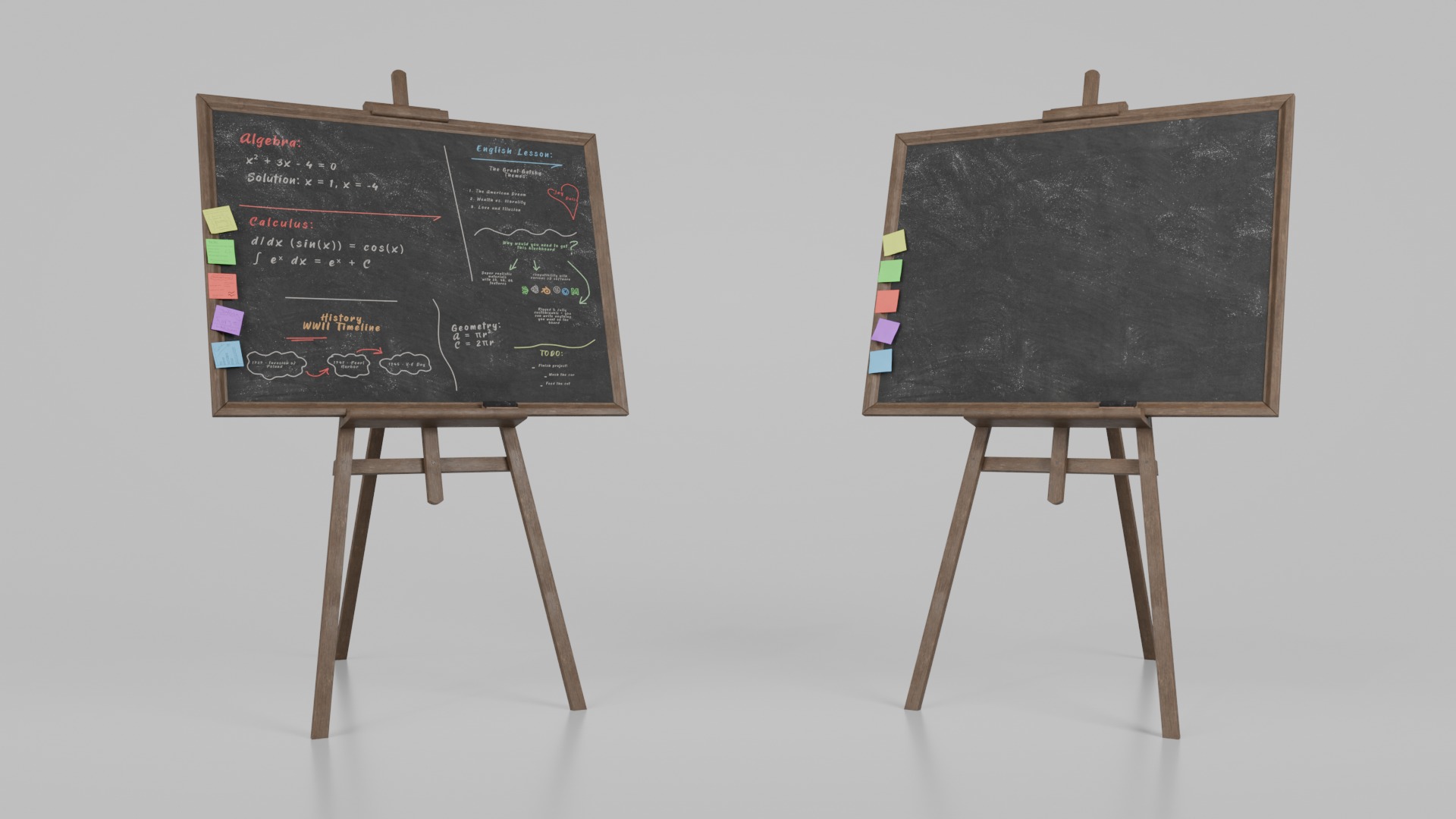 Classic Blackboard Trio - Customizable Standing Writing Boards 3D Model Collection_10