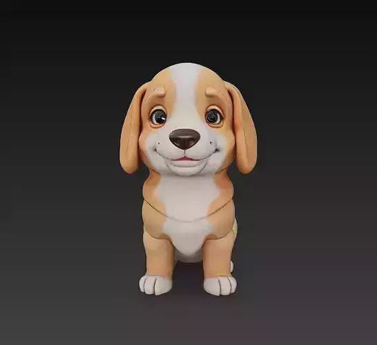 Puppy Dog 3D Model Basic - Low Poly Simple