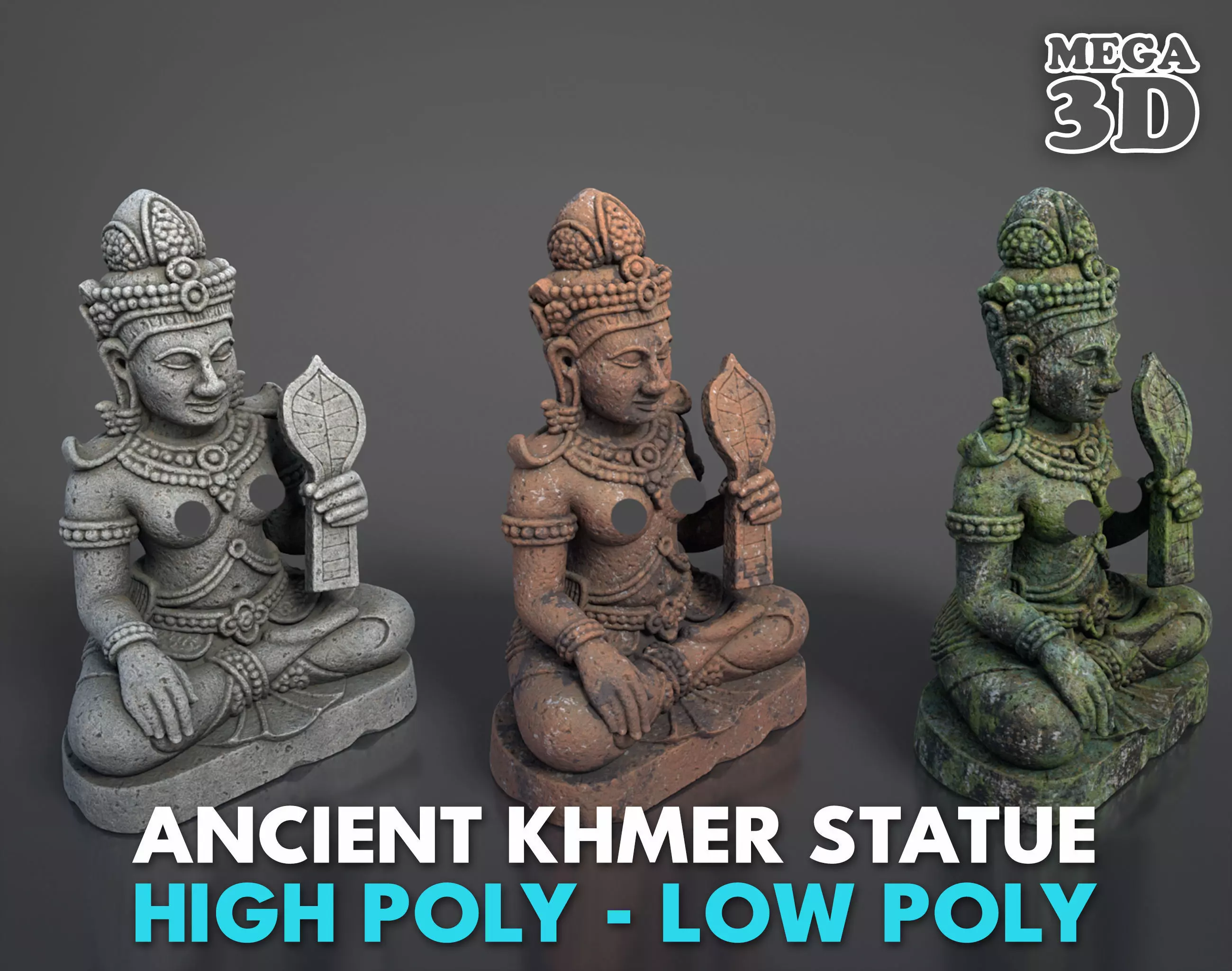 Ancient Khmer Statue13-250523 Low-poly 3D model_0