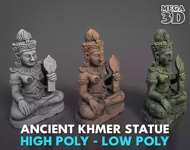 Ancient Khmer Statue13-250523 Low-poly 3D model