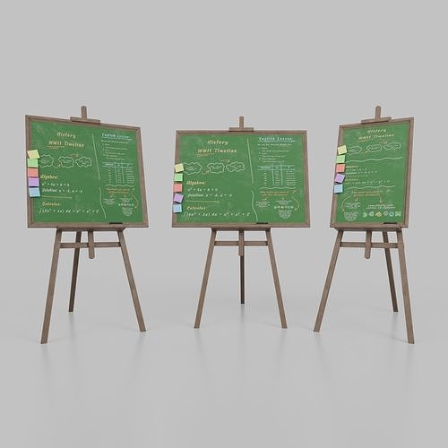 Professional Greenboard Trio - Customizable Writing Boards 3D Model Collection