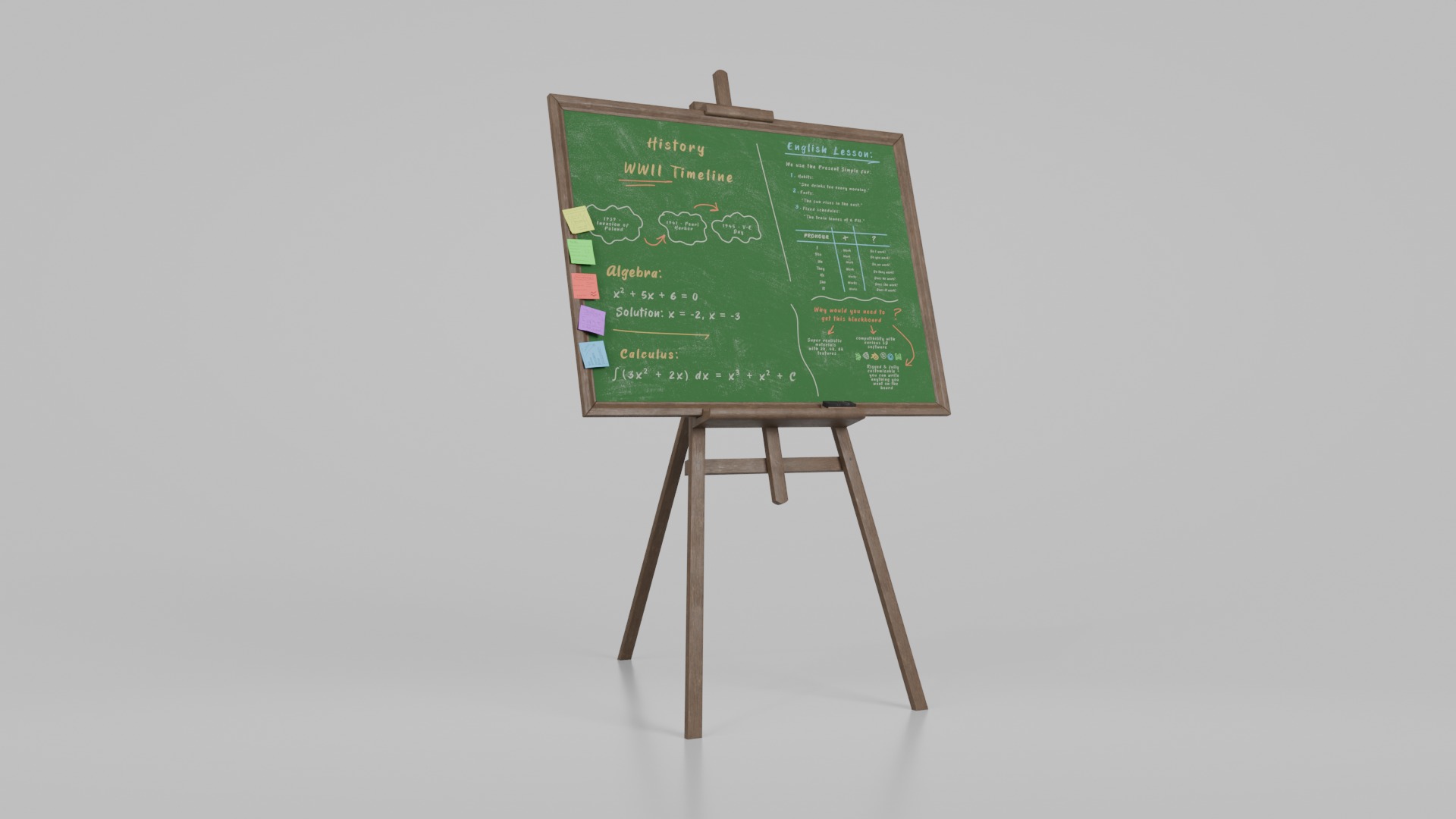 Professional Greenboard Trio - Customizable Writing Boards 3D Model Collection_4
