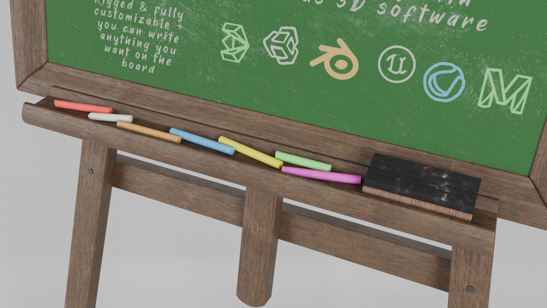 Professional Greenboard Trio - Customizable Writing Boards 3D Model Collection_23