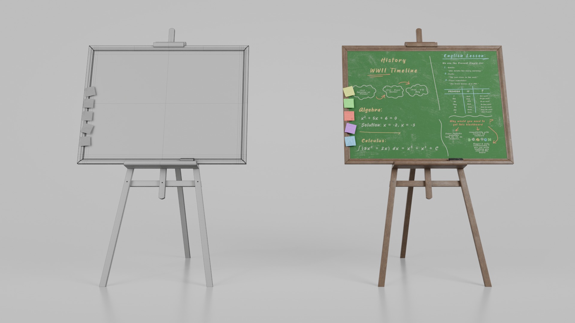 Professional Greenboard Trio - Customizable Writing Boards 3D Model Collection_10